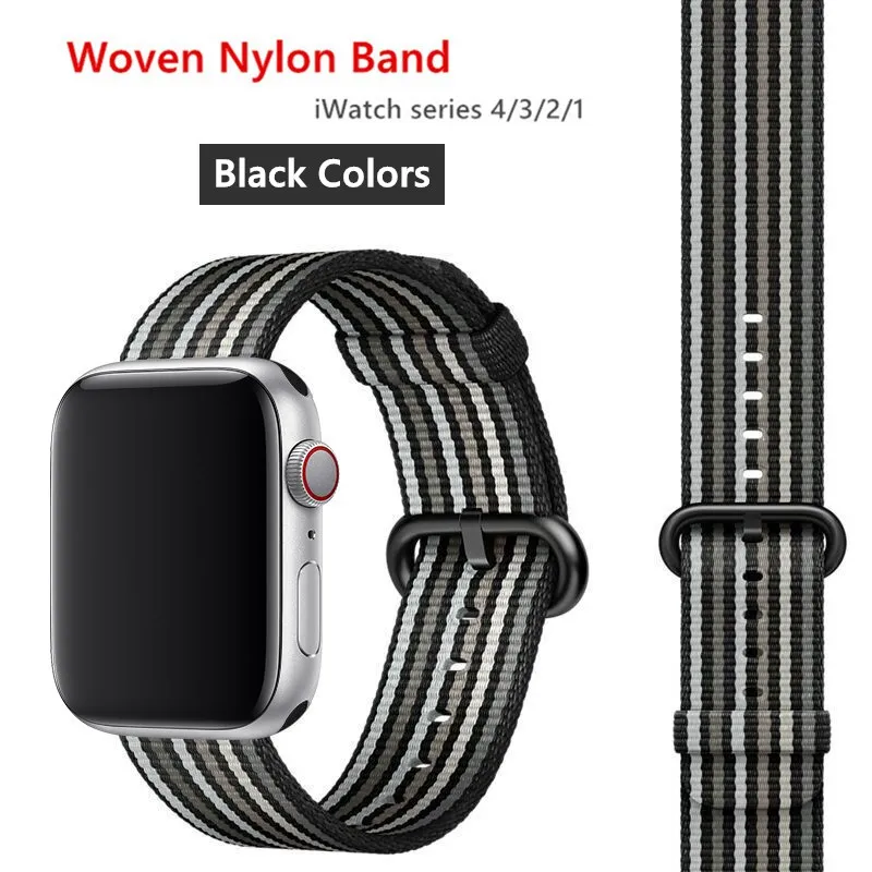 Нейлоновый ремешок для Apple Watch 38 мм 42 мм iWatch 5 44 мм 40 мм спортивный тканевый браслет с пряжкой ремешок для Apple watch 5 4 32 - Цвет ремешка: black colors