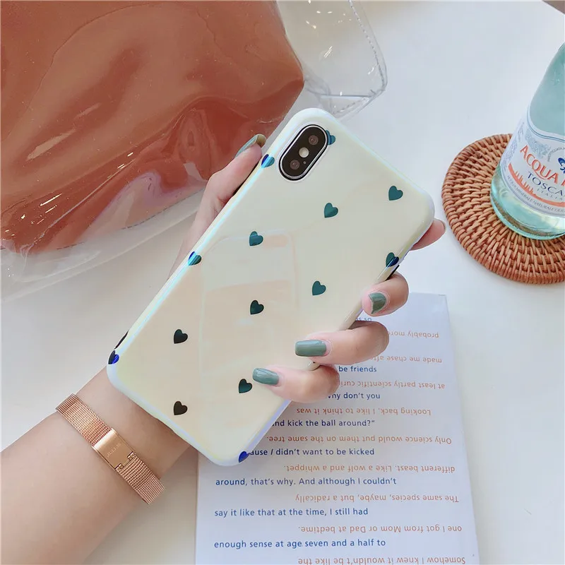 Корпус iphoneX 6 6s 7 8 Plus XR XS Max мягкий чехол Blu-Ray mini heart Love Shell