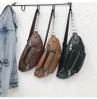 

2020 summer Fashion Zipper Casual Chest Bag Solid Color Oblique Chest Pack Soft Phone Bag
