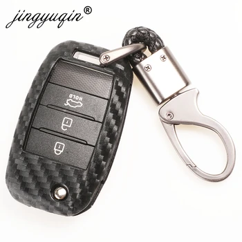 Keyforkess 10X chiave in Silicone per auto in fibra di carbonio per KIA Rio Sportage Ceed Sorento Cerato K2 K3 K4 K5 Flip Fob Cover Case Remote