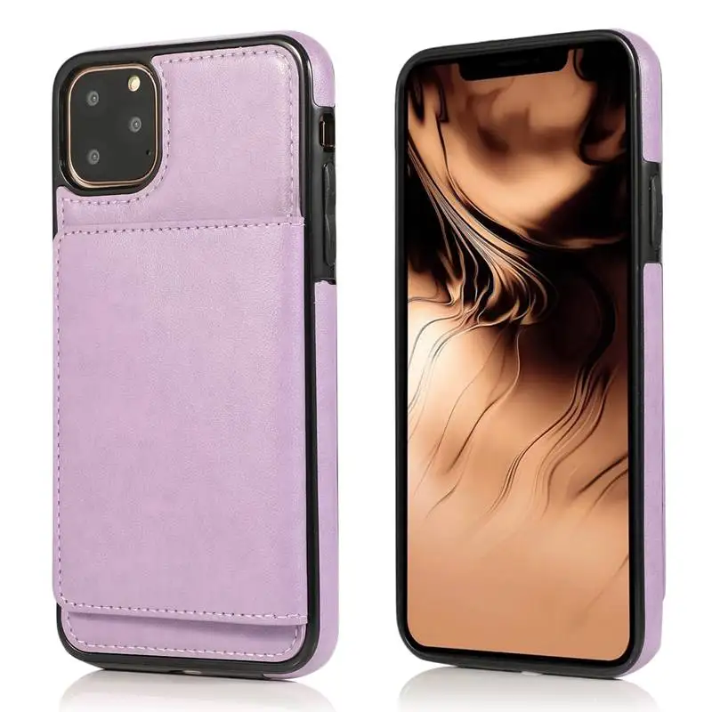 Модный чехол со слотом для карт для Apple iPhone 11 Pro Max 11 Pro Чехол из искусственной кожи противоударный чехол для iPhone 6 7 8 Plus - Цвет: Purple