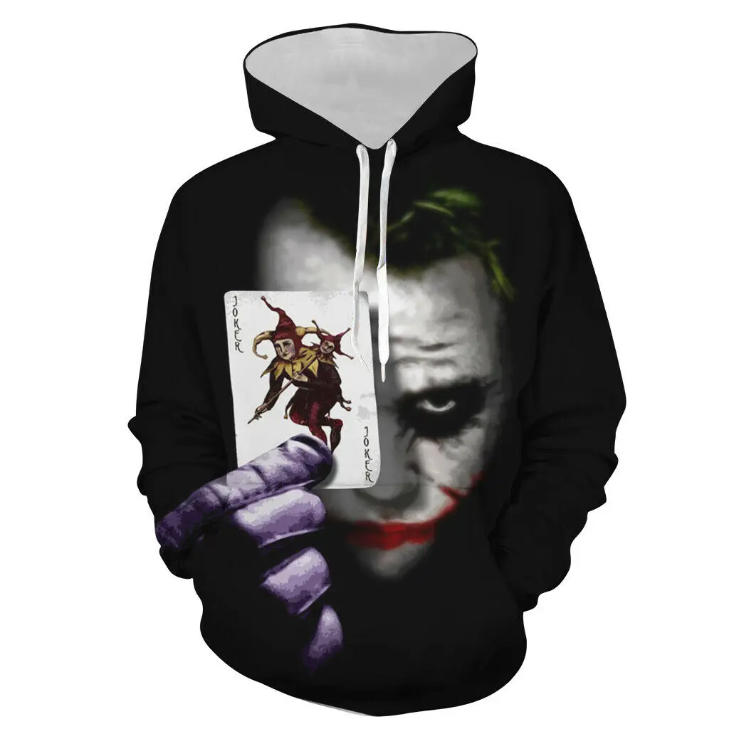 Black Новые мужские толстовки с клоуном печати свитер Joker кофта с капюшоном пальто с капюшоном топы джокер костюм S-3XL дропшиппинг - Color: Black