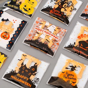 

Multistyle Halloween Ghost Pumpkin Cookie&Candy Self-Adhesive Plastic Bags Biscuit Snack Baking Package Supply Christmas Decor