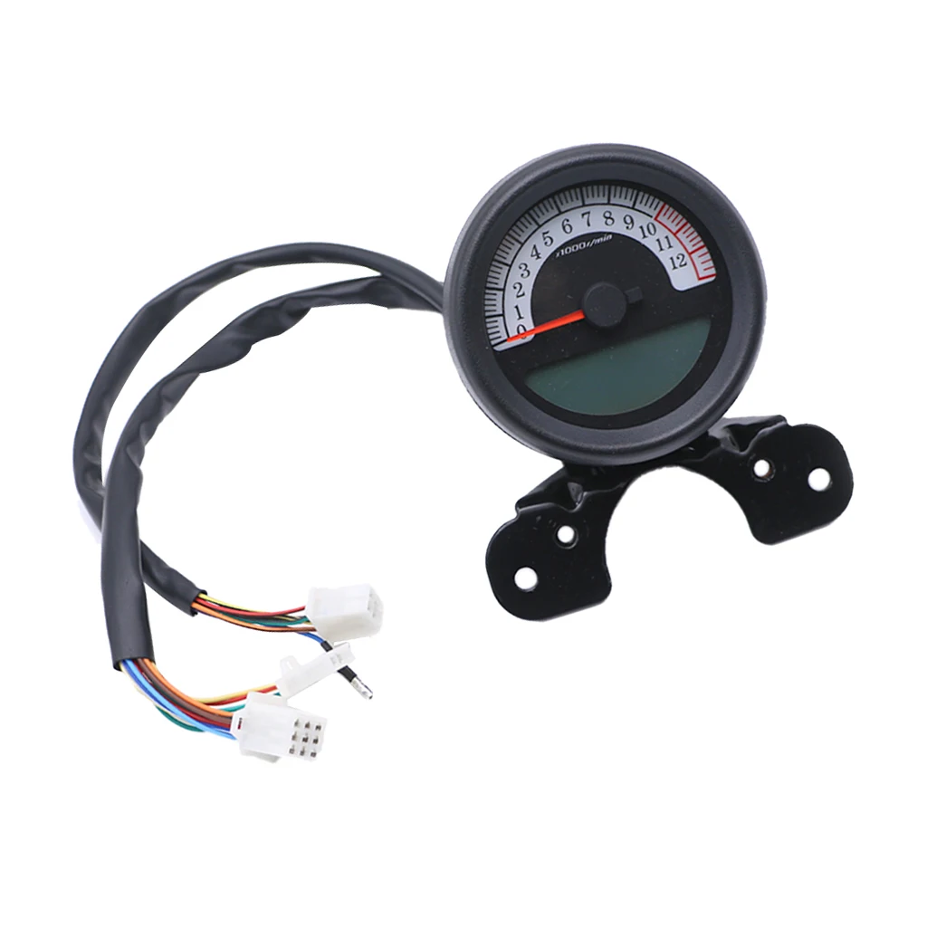 New LCD Digital Speedometer Tachometer Odometer for Motorcycle Scooter ATV - Black