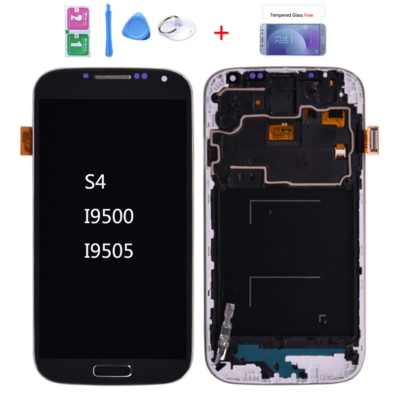 Goedkoop Voor Samsung Galaxy S4 i9505 i9500 i337 Lcd scherm met Touch Screen Digitizer Vergadering Met Frame Gratis Verzending