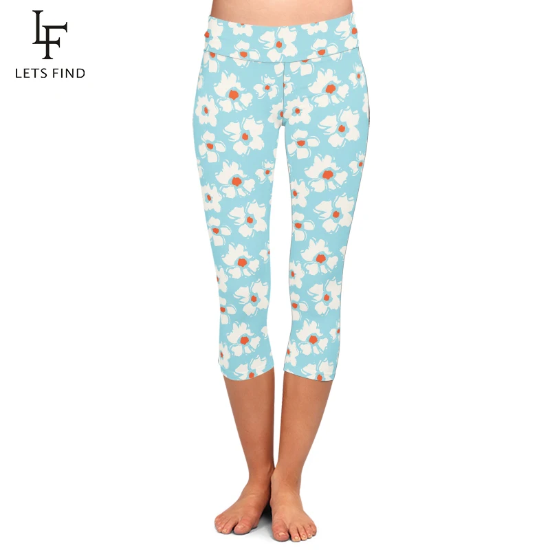 LETSFIND Super Soft Milk Silk Print Beautiful Hand Drawn Flowers Design Women Capri Leggings High Waist Plus Size Slim Leggings LETSFIND Super Soft Milk Silk Print Beautiful Hand Drawn Flowers Design Women Capri Leggings High Waist Plus Size Slim Leggings