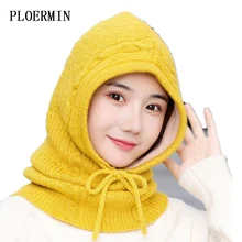 Зимние вязанные шарф и шапка из кроличьей шерсти, набор, шапка бини, женский шарф Skullies Beanies, шапки для женщин и девочек, шапка s Gorras Bonnet, маска, Лыжная шапка