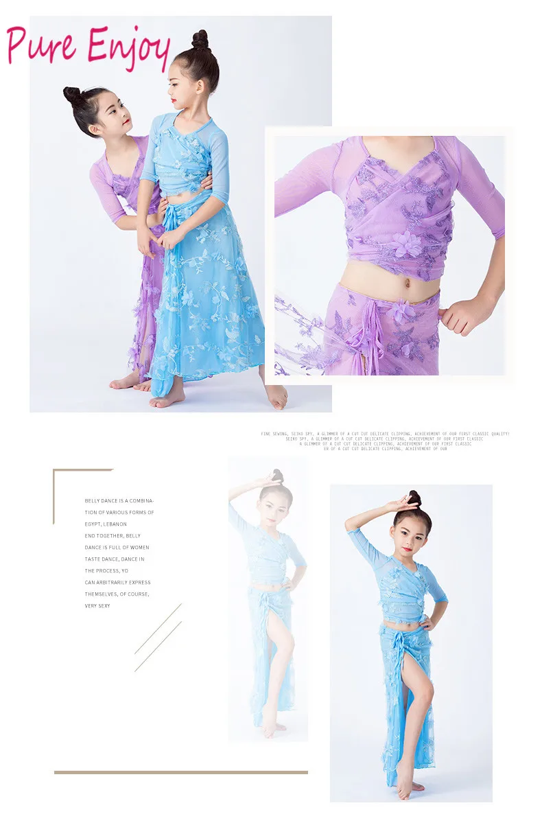 NEW Children Belly Dance Costumes Children Hot Sale Dance Show Clothing Summer Mesh Split Skirt Set Free Delivery