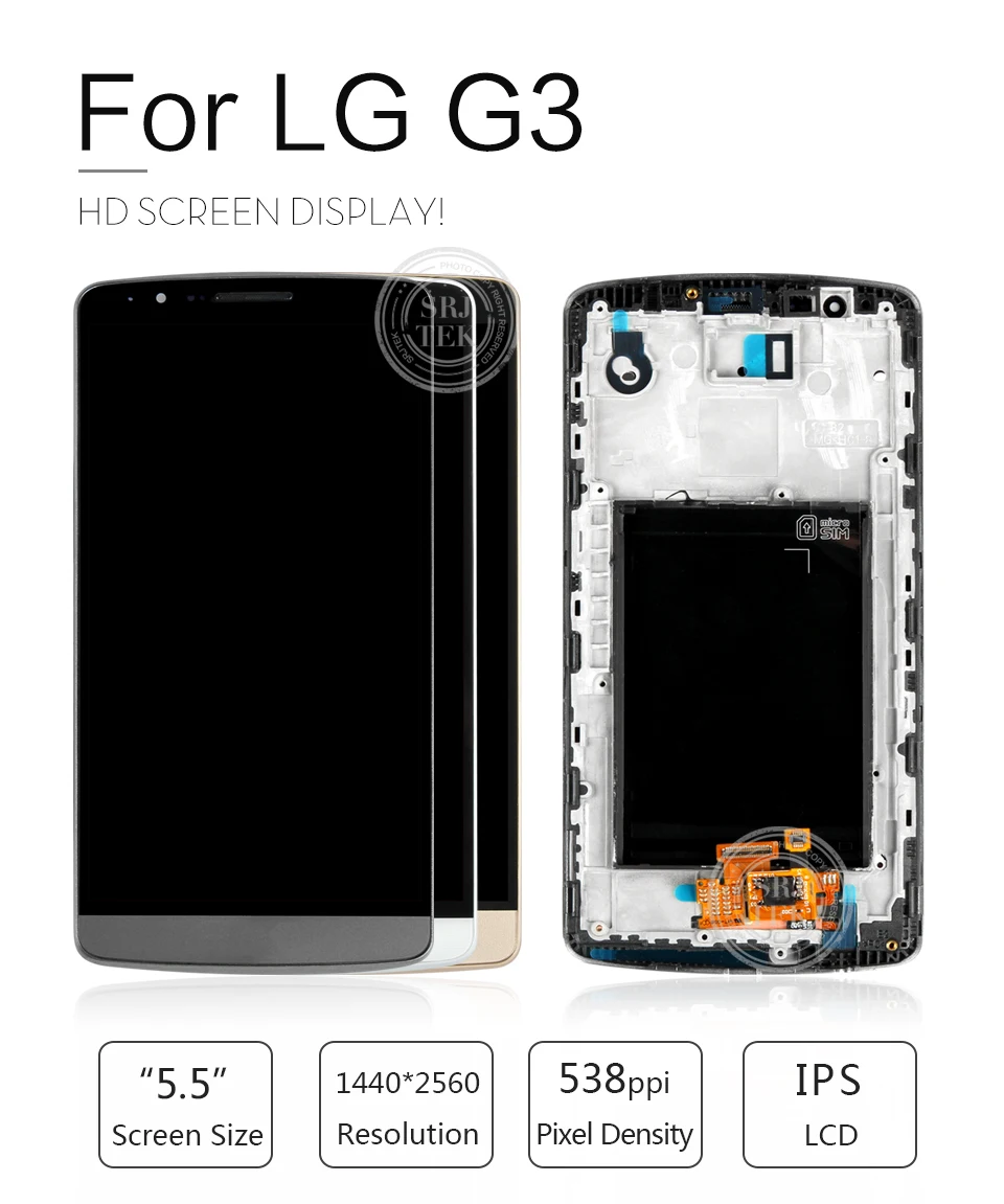 Оригинальный 5,5 "Экран для LG G3 ЖК-дисплей Сенсорный экран дигитайзер в сборе для LG G3 Дисплей D850 Дисплей D851 D855 Запчасти для авто
