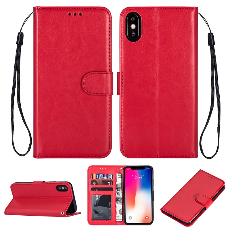 red Кожаный чехол в стиле ретро для iPhone 11 Pro X XR XS Max, роскошный Магнитный Флип-кошелек, держатель для карт, чехол для iPhone 6 6S 7 8 Plus 5S - Цвет: red