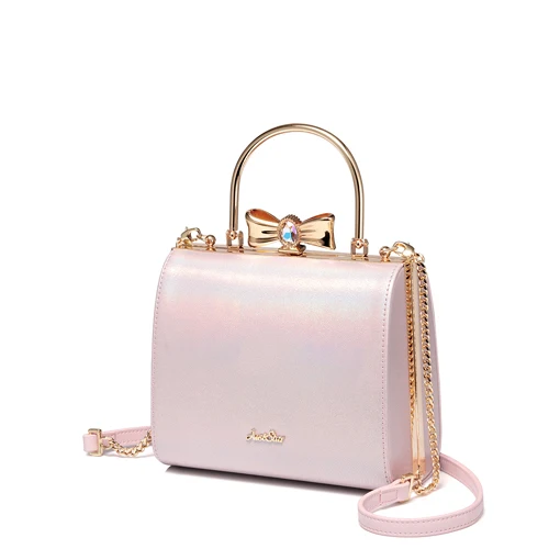Розовый JUST STAR женские Сумки из искусственной кожи Дамская мода цепи лук плечо Tote кошелек женский принцесса мини сумки через плечо - Цвет: Розовый