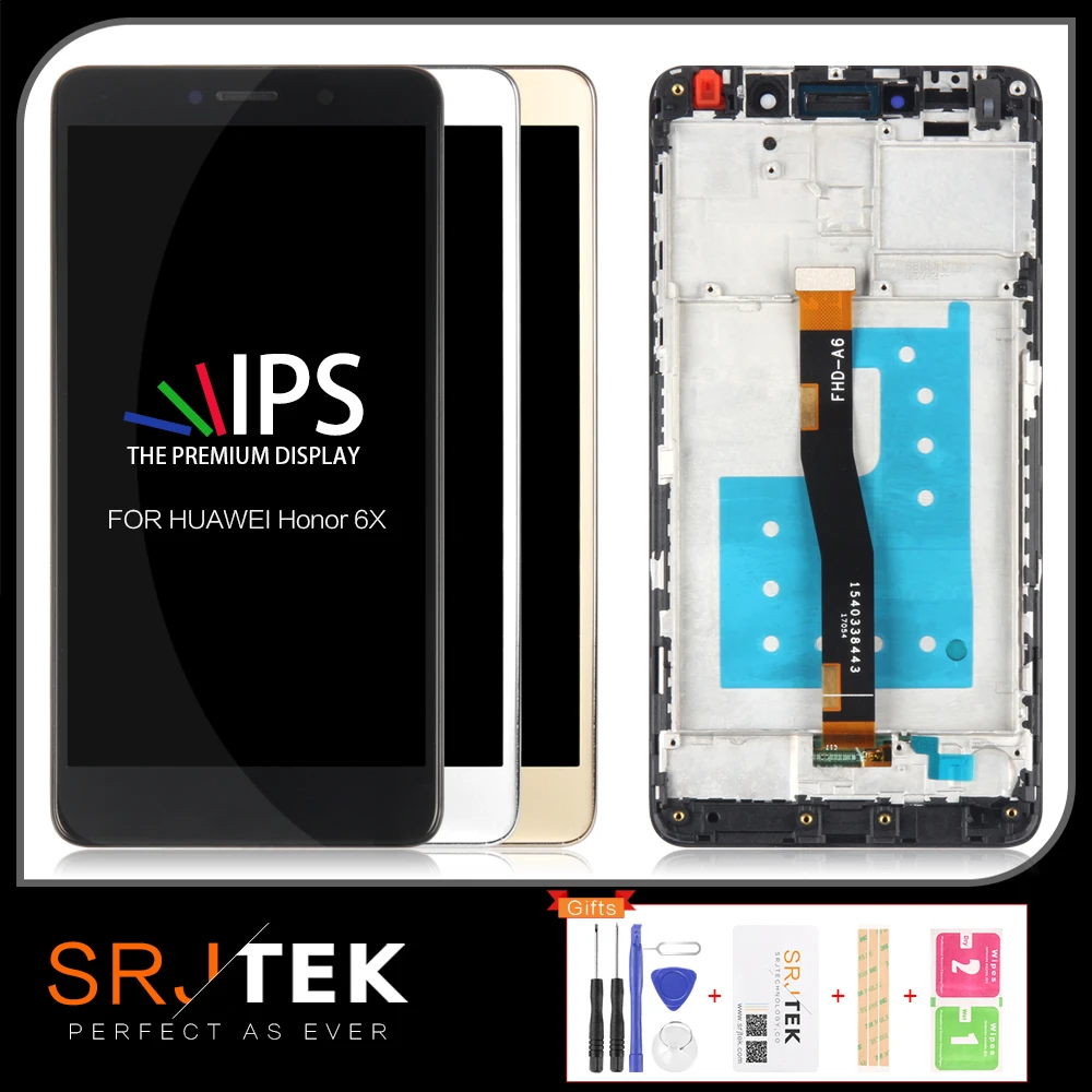 

SRJTEK 5.5'' For Huawei Honor 6X Glass LCD Display Touch Screen Matrix Digitizer Sensor With Frame For Huawei 6X GR5 2017 Screen
