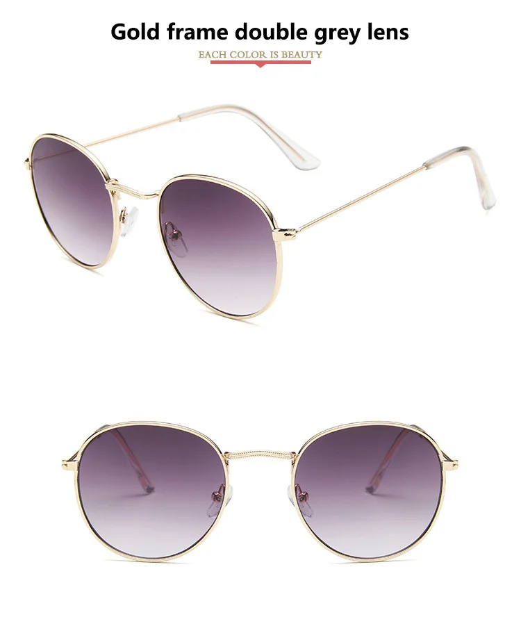 cute sunglasses Fashion Small Round Metal Frame Sunglasses Men and Women Vintage Retro Dazzle Color Reflective Ladies Brand Sun Glasses UV400 designer sunglasses for women