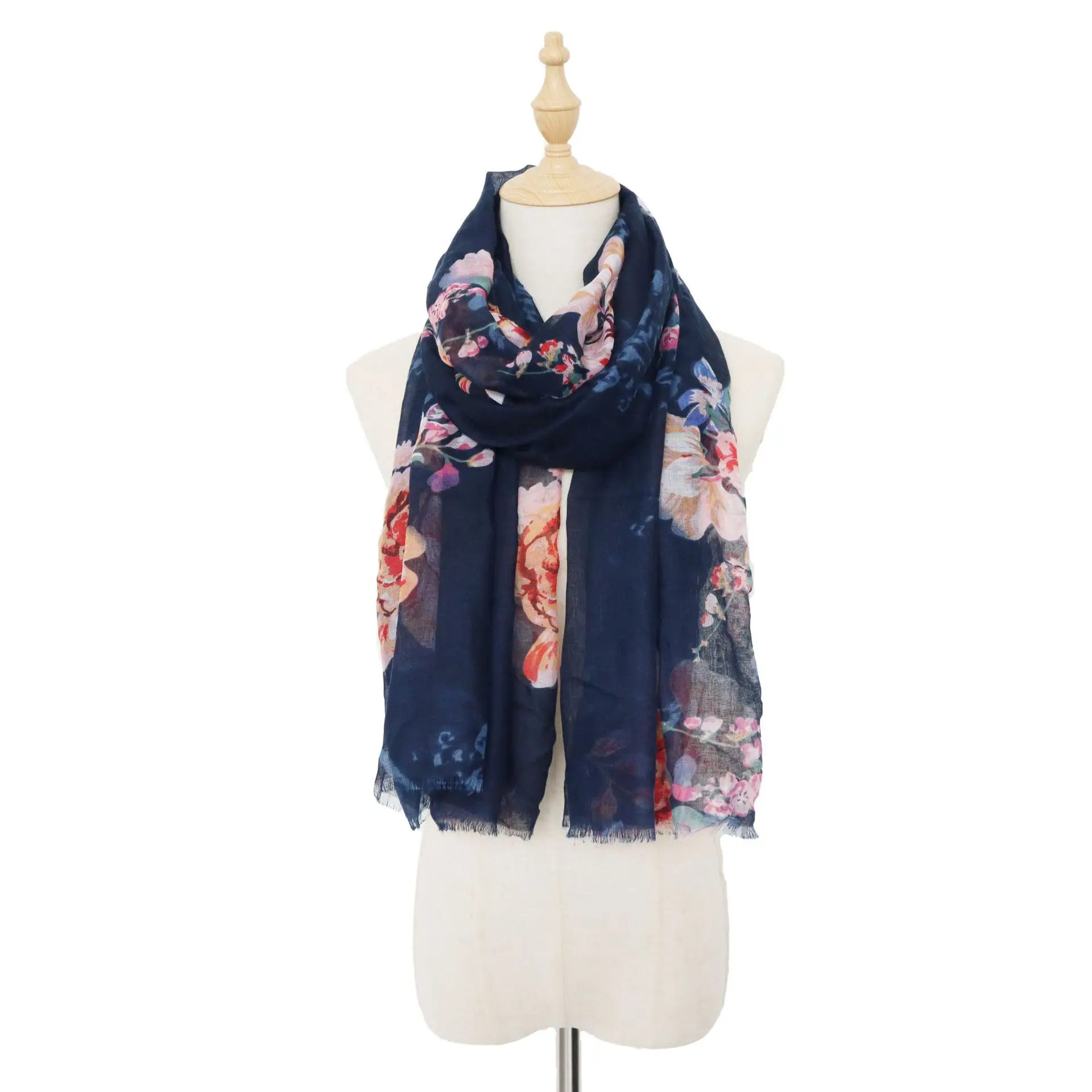 

Новинка 2021, большой шарф с цветочным принтом омбре с бахромой, шали, мягкий хиджаб с цветочным принтом, оптовая продажа, 10 шт./лот