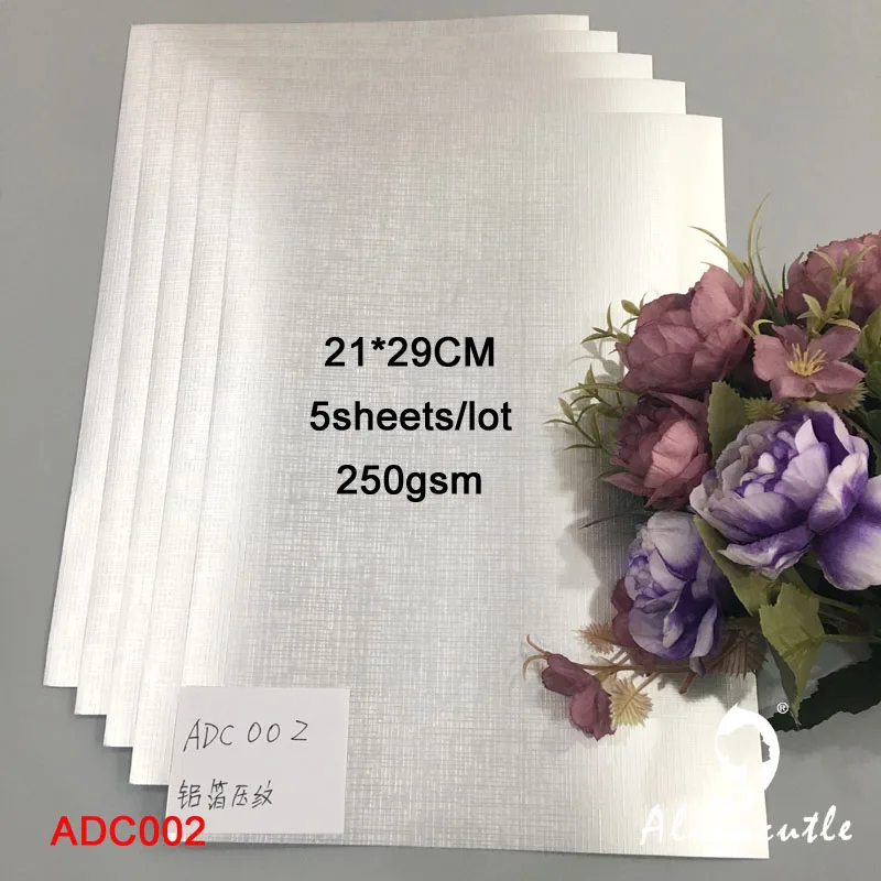 5 листов текстурированной серебряной карты A4 250gsm бумага Скрапбукинг бумажный пакет ремесло фон бумаги Alinacraft