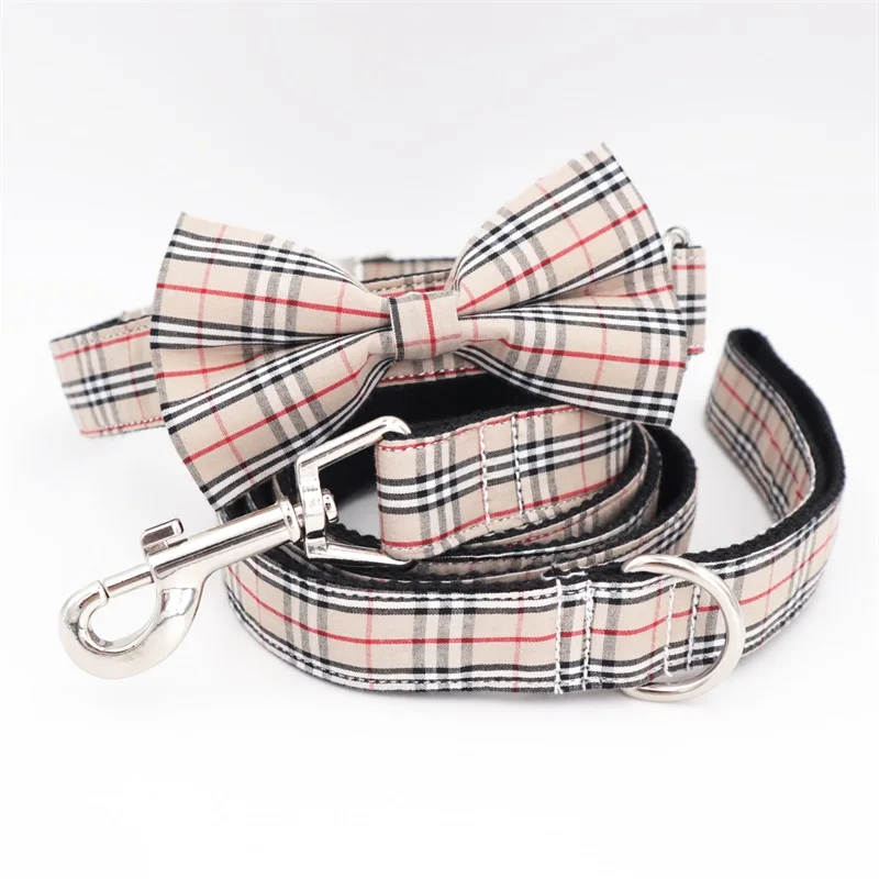collar bow leash Классический сетчатый ошейник для собак галстук-бабочка с металлической пряжкой для больших и маленьких собак и кошек аксессуары для ошейника питомца - Цвет: collar bow leash
