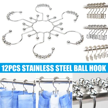 

Newest Shower Curtain Hooks Rings Pure Stainless Steel Double Glide Shower Hooks for Bathroom Shower Rods Curtains