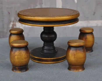 

christmas Old Chinese Folk Home Copper Decorate Round Four Stool Table Chair Desk Set halloween