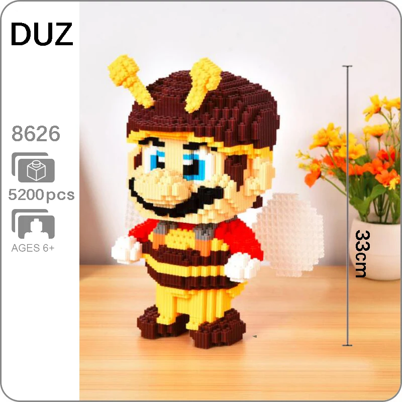 

DUZ Super Game Mario Bee Mario Figure Building Blocks 3D Model DIY Small Blocks Mini Diamond Bricks Assembly Toy Boy Gifts