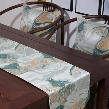 

Modern Chinese Style Luxury Coloured Ribbon Pattern Table Runner Red Green Table Flag Dining Table Shoe Cabinet Decoration Cover