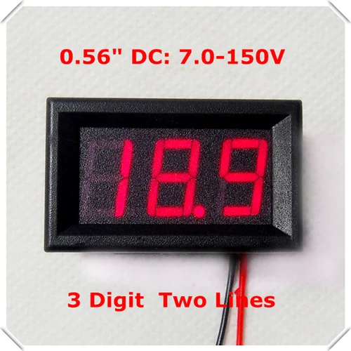 RD 0,5" Цифровой вольтметр, DC7-150V, два провода, электрический велосипед, автомобильный измеритель напряжения, светодиодный дисплей, цвет [4 шт./лот] - Цвет: red