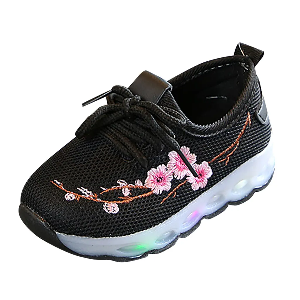 TELOTUNY Kids Toddler Led Glowing Sneakers Children Pearl Bling Sequins Luminous Shoes For Girl Boy Toddler Baby Light Shoes 101