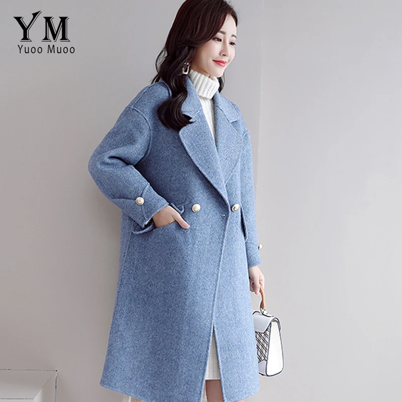 YuooMuoo Good Quality Comfy Europe Style Autumn Winter Women Coat Fashion Buttons Jacket Female Long Sleeve Wool Blend Jacket