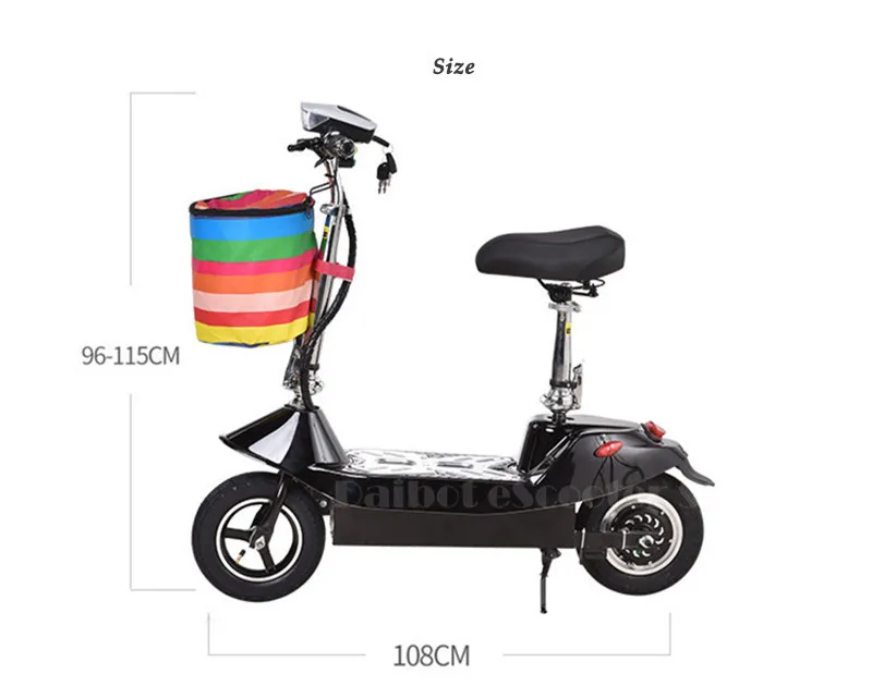 Daibot электрический скутер 36 в двух колесных электрических скутеров 10 дюймов 350 Вт Портативный розовый складной электрический велосипед для девочек и женщин