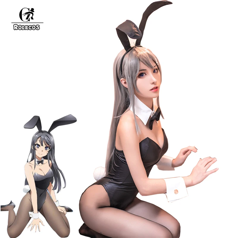 Rolecos аниме Sakurajima Mai Косплей Костюм Хэллоуин женский черный сексуальный