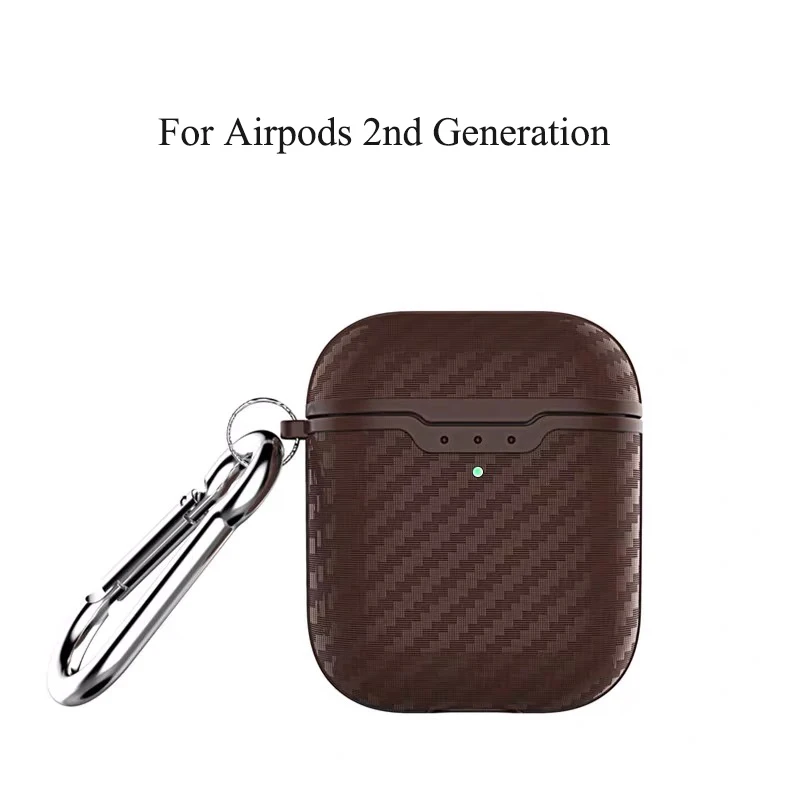 Чехол для наушников из углеродного волокна для Airpods 1 2 чехол бизнес Мягкий ТПУ полный защитный чехол для Airpods 2 Чехол Мягкий чехол - Цвет: brown for airpods 2