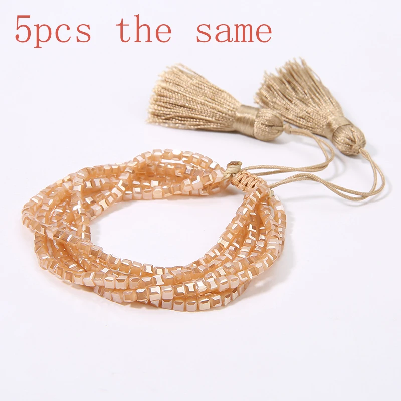 SHINUS BOHO торговля браслет дружбы многослойный хрустальный бисер ювелирные изделия Delicas Pulseras Mujer Moda золотой браслет из бисера - Окраска металла: M-B190805-5PCskin
