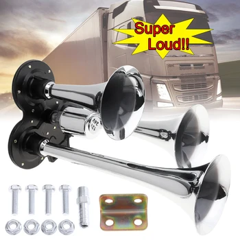 

12V 178dB Super Loud Silver Three Trumpet Electronically Controlled Car Air Horn for Cars/Trucks/Boats/Motorcycles/Vehicles