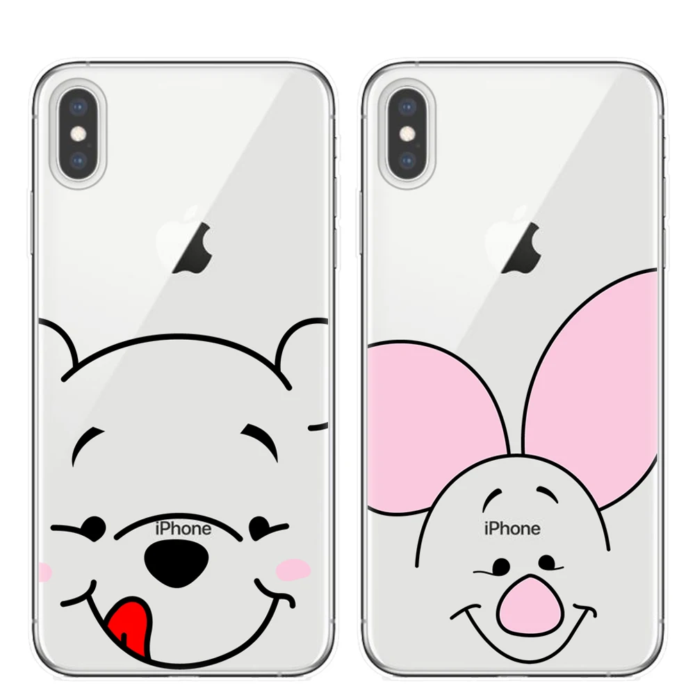 

Cartoon Winnie Pooh Piglet Clear TPU Soft Case For iphone XS Max XR 6 6s 7plus 8 plus X Case Cover For iphone 7 Cute Funny Case