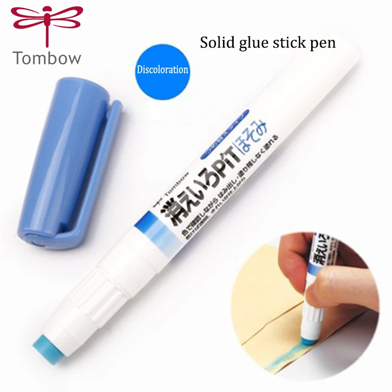 일본 톰보우 솔리드 글루 PT-PC 학생 펜 모양 솔리드 글루 스틱, 1 개 플러스 리필 3 개 문구, 사무실 솔리드 글루 변색