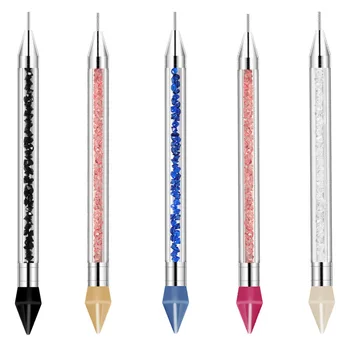 

CYSHMILY 5 Colors Nail Dotting Pen Rhinestone Bead Crayon Crystal Picker Wax Pencil DIY Nails Brush For Handle Nail Art Tools