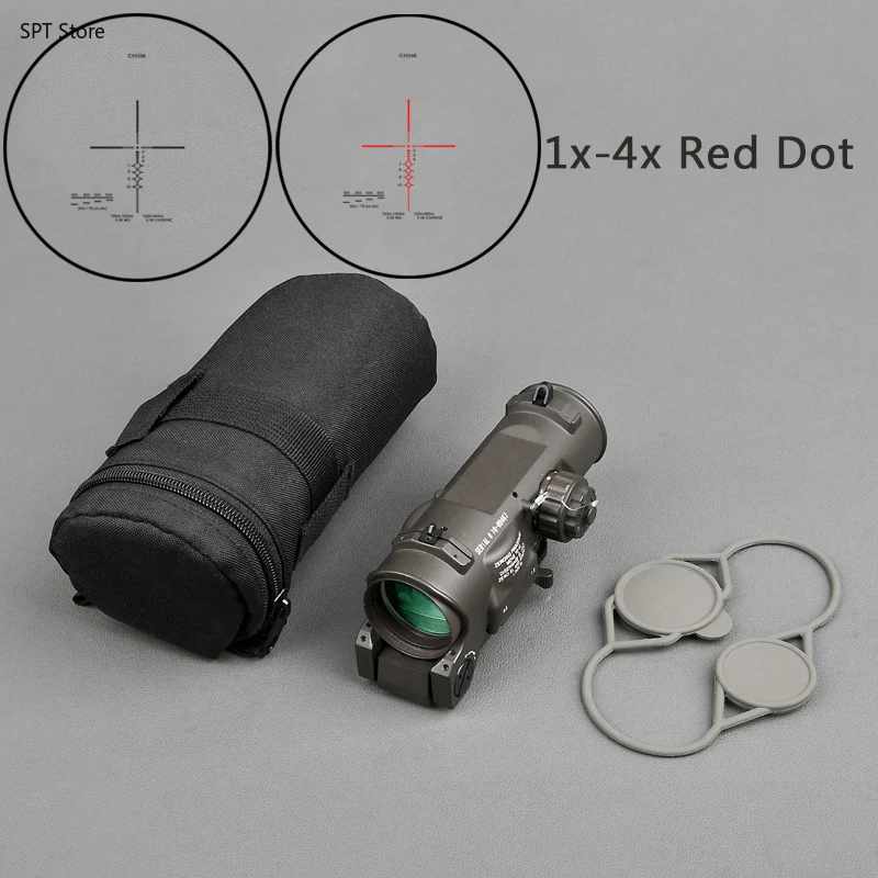 

1x-4x Fixed Dual Purpose Rifle Scope Red illuminated Red Dot Sight for Rifle Hunting Shooting Red Dot Sight