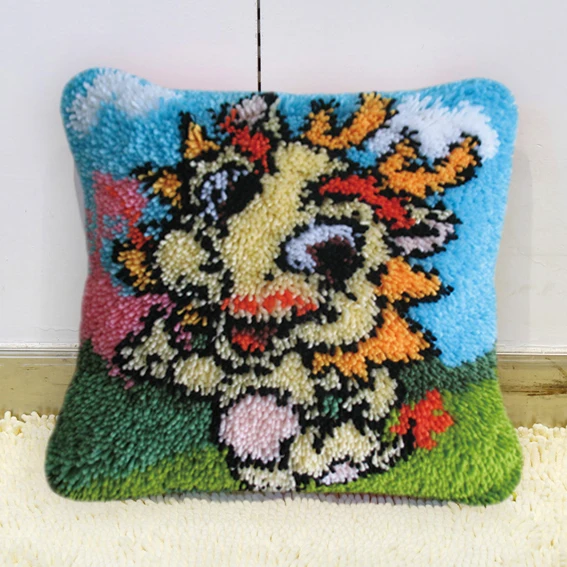 BZ089 43x43cm Набор ковриков с рисунком медведя из мультфильма, крючок с защелкой, наволочка с вышивкой в виде животных, Гобеленовая наволочка, набор подушек для самостоятельной сборки, наволочка с крючком, наборы для рукоделия F - Цвет: BZ089 43x43cm