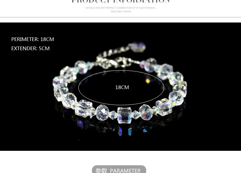 Shiny Crystal Cube Bracelet For Women Square Glass Bracelet Sparkles Exquisite Luxury Silver Color Fashion Jewelry Gift KAH154
