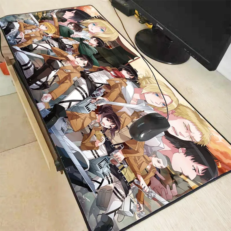 XGZ Attack on Titan Anime Large Gaming Mouse Pad Gamer Lock Edge Keyboard Mouse Mat Gaming Desk Mou