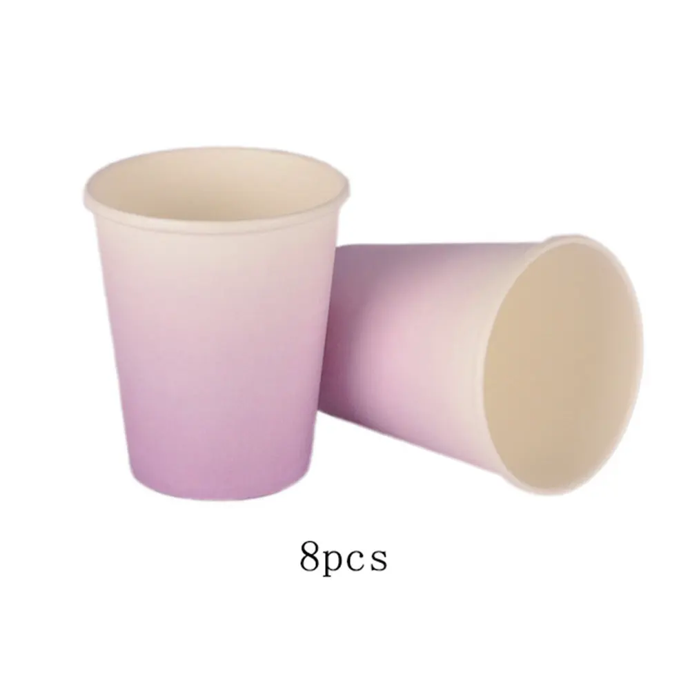 gradient cup 40 шт./компл. Macaron творческая столовая посуда отмечание праздника для взрослых день рождения дети столовые приборы для торжеств набор - Цвет: gradient cup