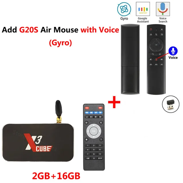 x3 cube add g20s UGOOS X3 PRO X3 cube Amlogic S905X3 Android 9,0 ТВ приставка 4 Гб DDR4 32 Гб приставка 2,4G 5G WiFi Bluetooth 4K медиаплеер - Цвет: x3 cube add g20s