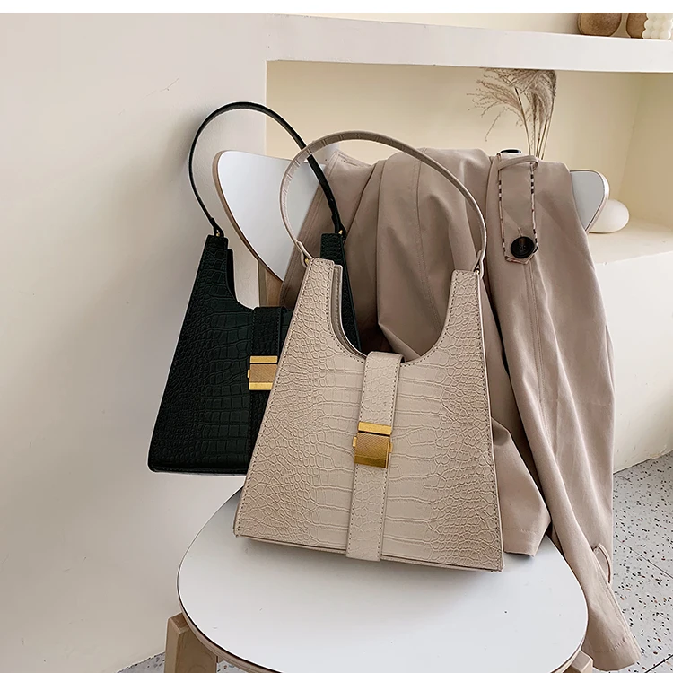 Винтажная модная женская сумка с узором «крокодиловая кожа» новая качественная кожаная женская дизайнерская сумка на плечо с замком