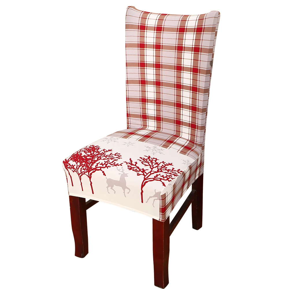 Christmas Decor Dining Room Chair Cover Removable Washable Stretch Seat Cover Universal Size Chair Covers Seat Slipcovers - Цвет: B