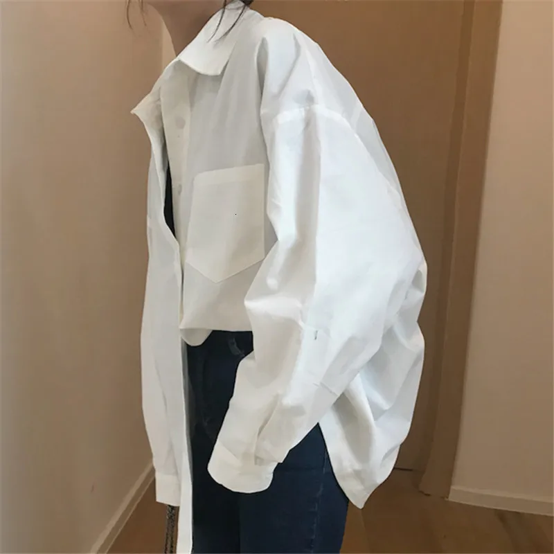 SuperAen/женские рубашки в Корейском стиле; хлопковые повседневные однотонные женские блузки и топы с длинными рукавами; Новинка года