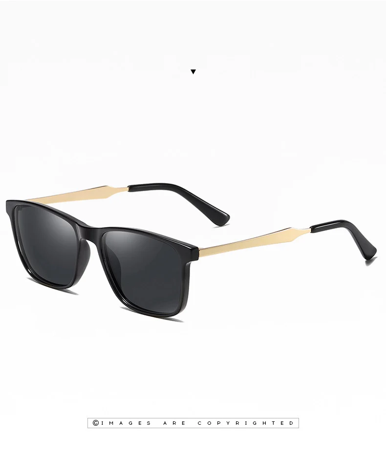 Бренд VCKA, поляризационные мужские солнцезащитные очки, Ретро стиль, квадратная металлическая оправа, очки UV400, мужские и женские очки для вождения, zonnebril heren - Цвет линз: BLACK-GOLD