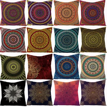 

Mandala Cotton Linen Cushion Cover Bohemia Style Decorative Cushions for Sofa 45x45 Pillowcover Throw Pillows Pillowacases