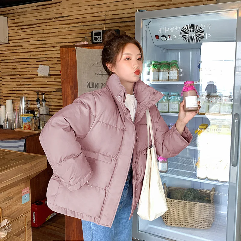 

INS Stand Collar down Coat Women's Short Winter 2019 New Style CHIC Cotton Coat Korean-style Loose-Fit Students Cotton Overcoat