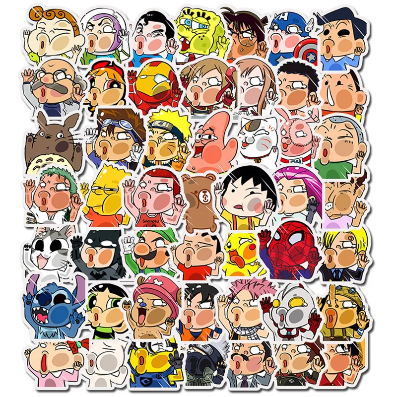 50 pcs Classic Cartoon Animated Character Game Sticker Lot Mobile Phone Window Wall Kids Toys Hydro Flask Skateboard Stickers