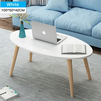 

White Coffee Tea Table Wood Oval Small Side Table End Table Bedside Table Room
