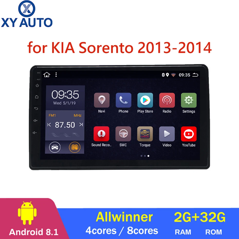 9 дюймов 2.5D ips HD Мульти-сенсорный экран Android8.1 2G ram 32G rom NAVI с BT USB wifi SWC для KIA Sorento 2013
